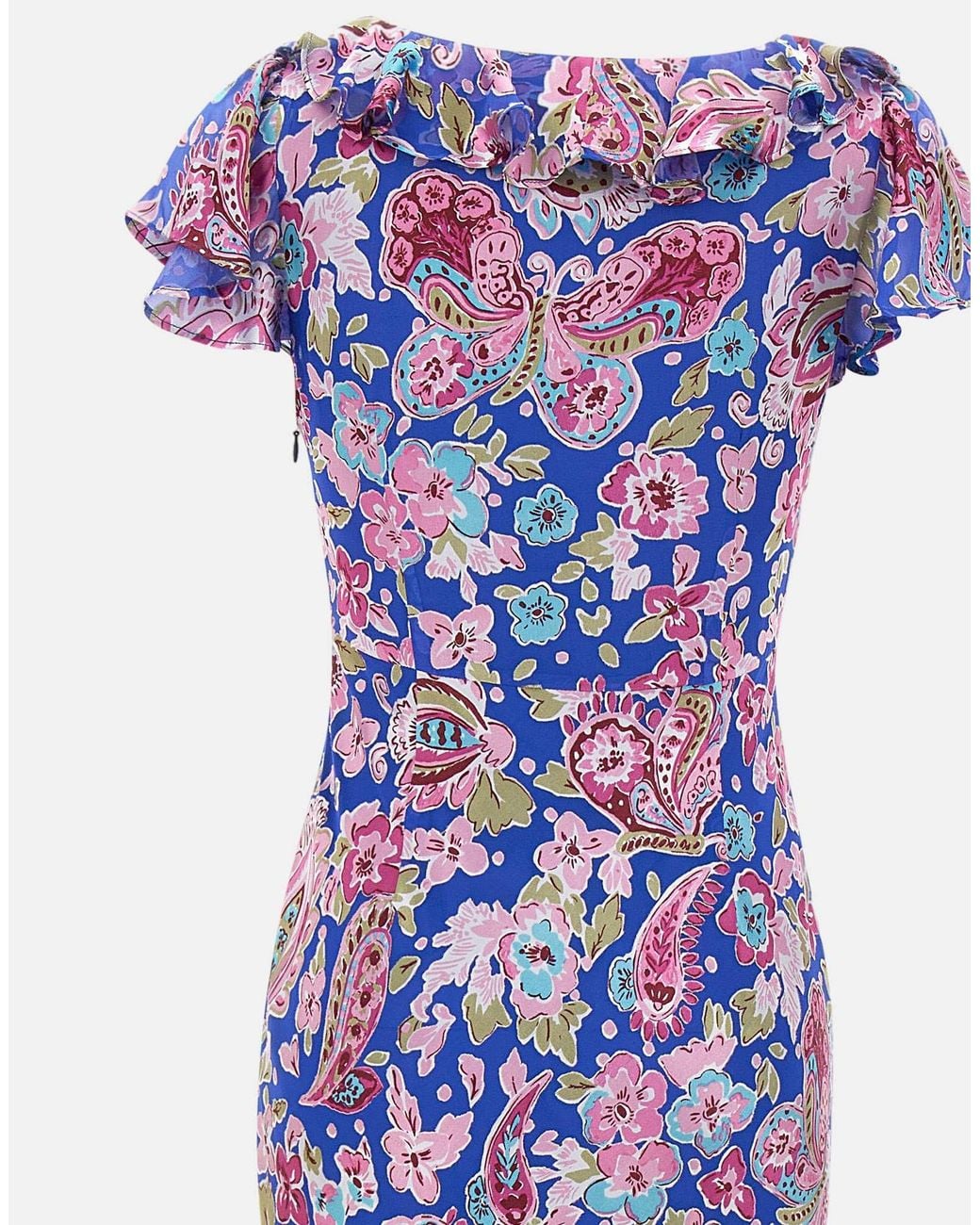 Rixo Purple Amelle Floral Ruffled Dress
