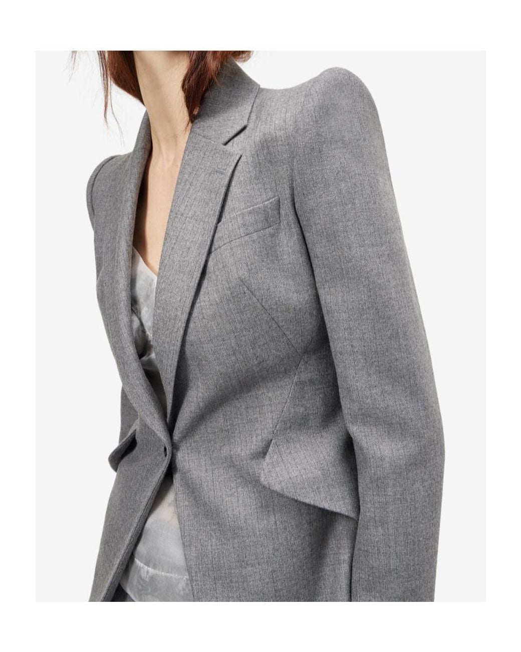 McQueen Gray Wool Pinstripe Single-Breasted Jacket