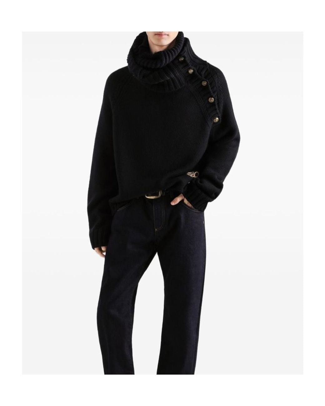 Dolce & Gabbana Black Virgin Wool Rollneck Sweater for men