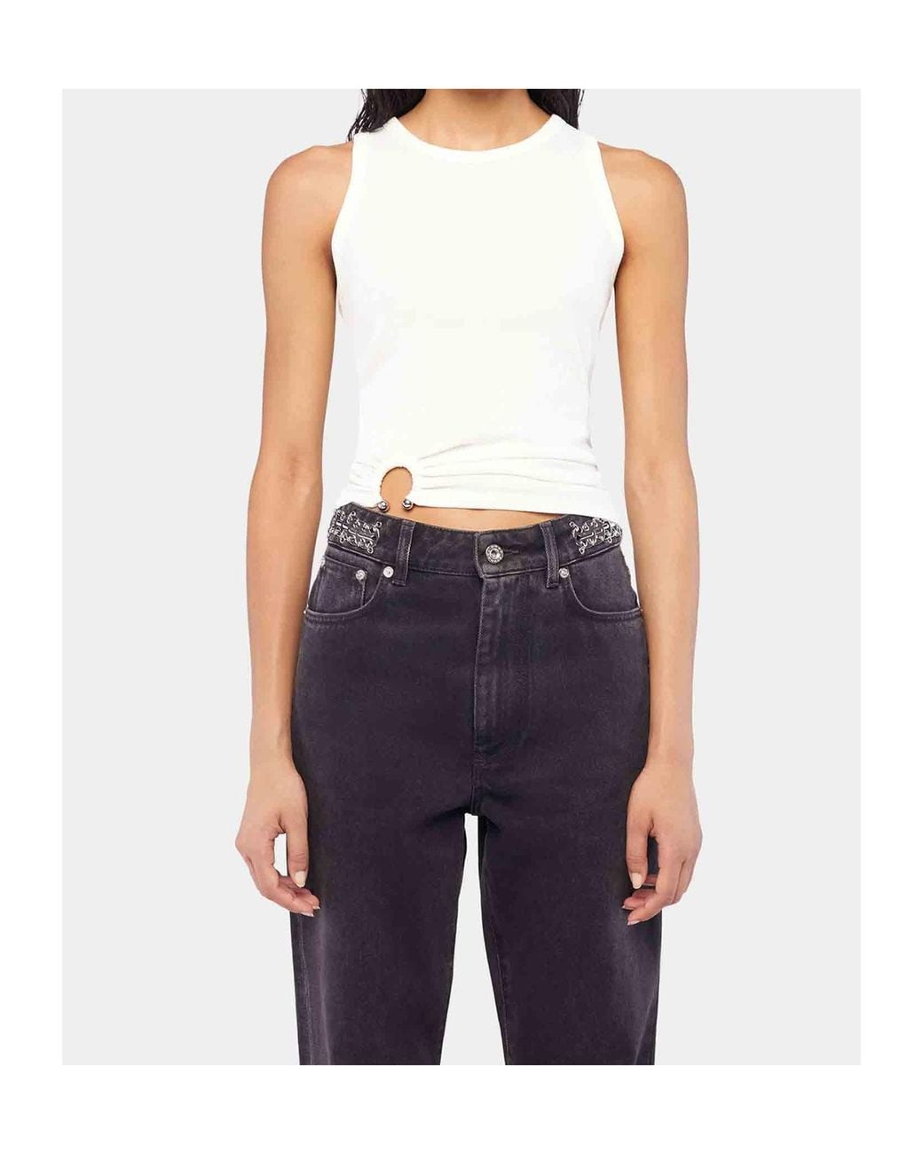 Rabanne White Ribbed Tank Top