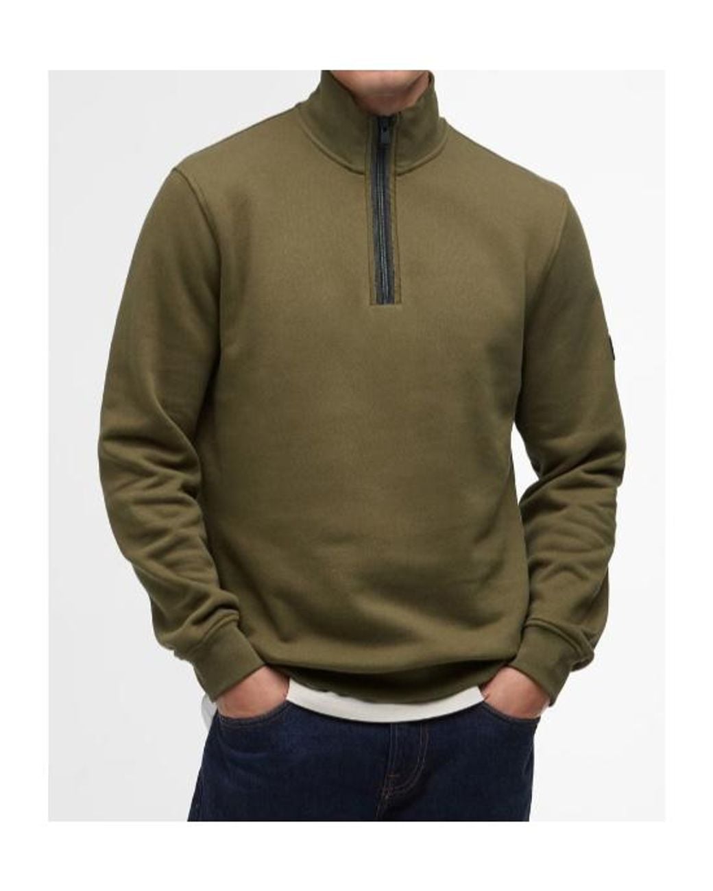 Barbour Green Long-Sleeved Half-Zip Sweatshirt for men