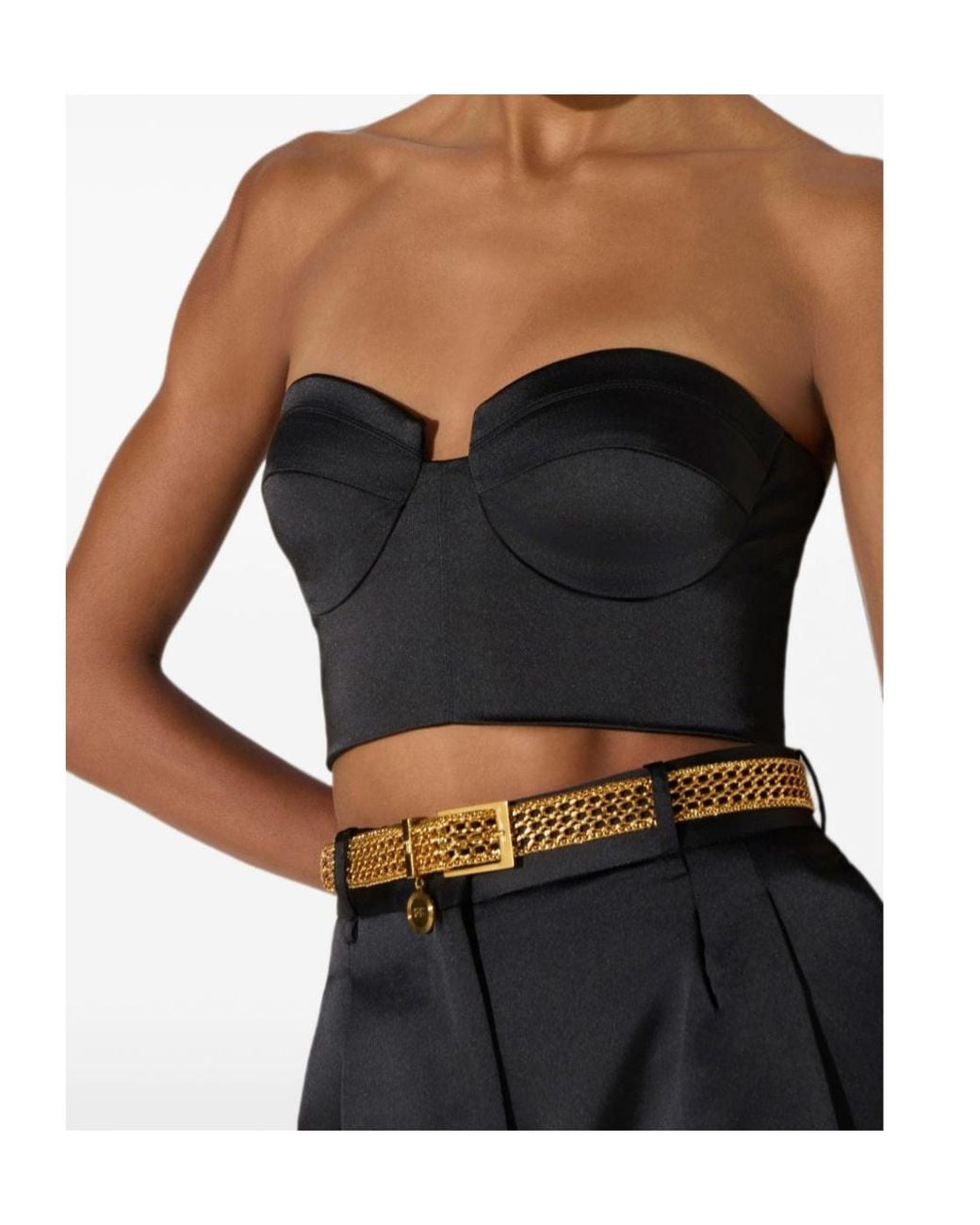 Elisabetta Franchi Black Off-Shoulder Bustier Top