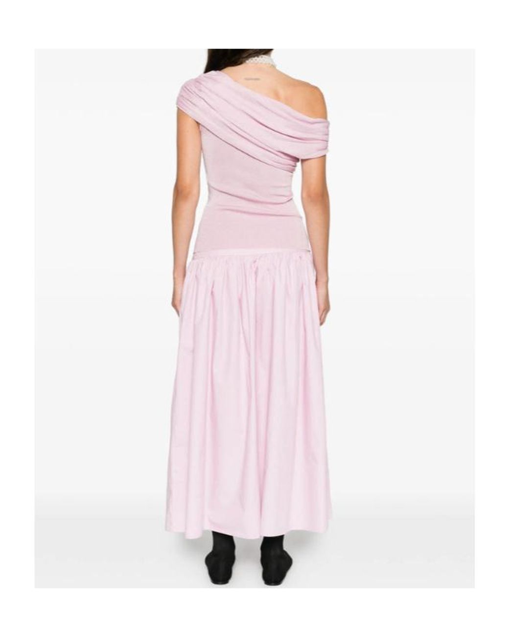 Self-Portrait Pink Draped Gathered Midi Dress