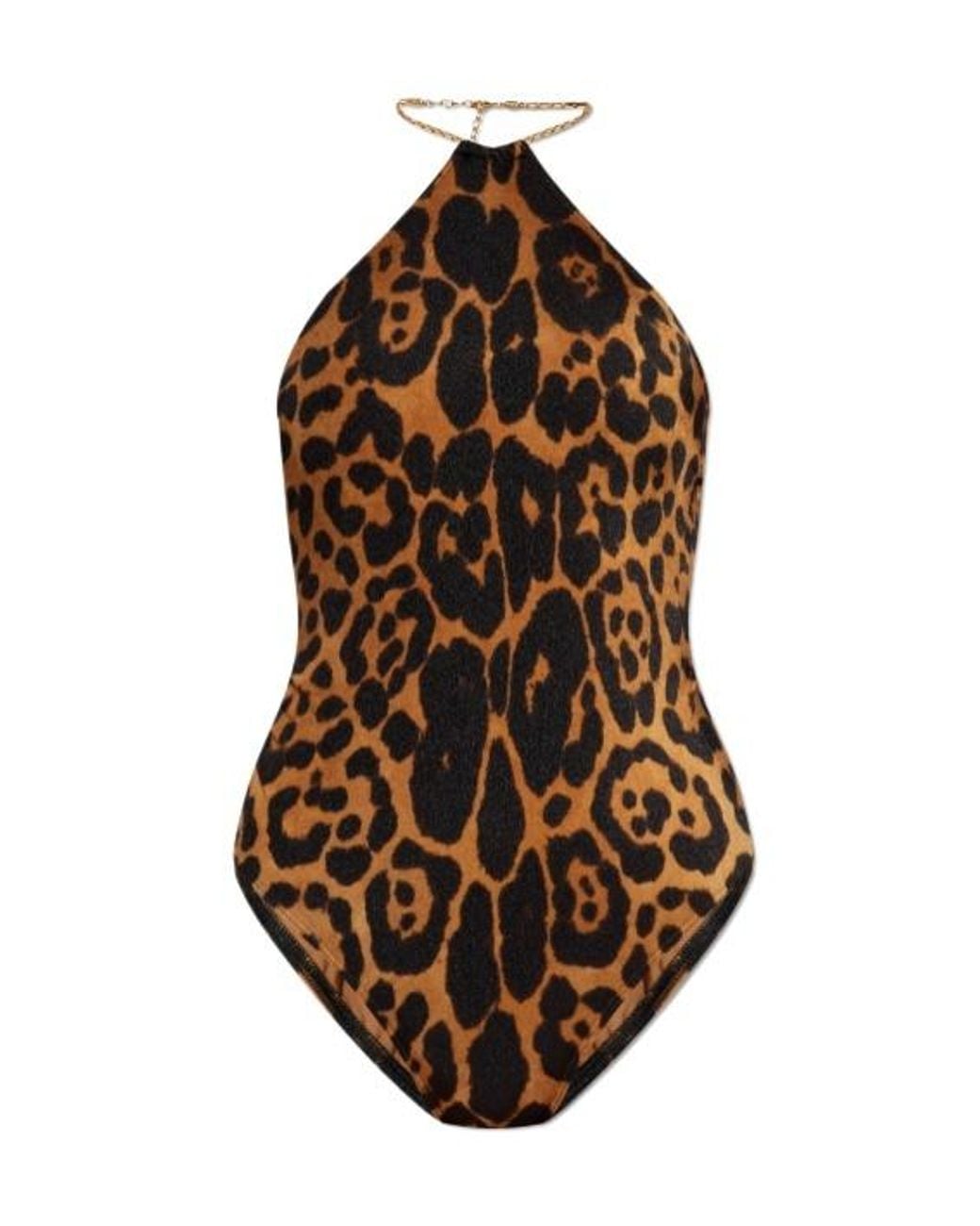 Tom Ford Brown Leopard Printed One-Piece Swimsuit