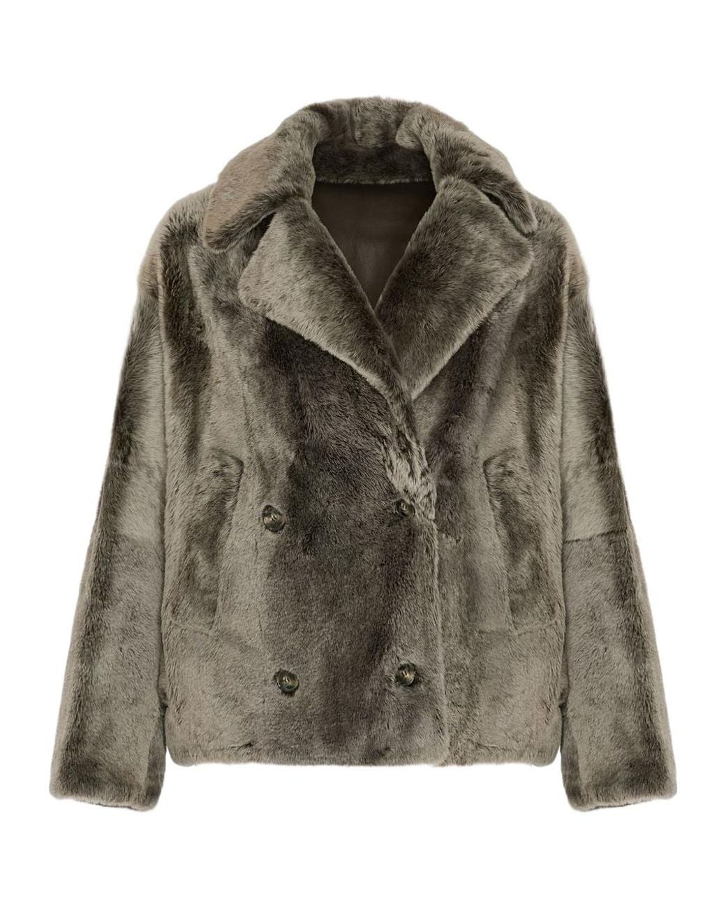 Yves Salomon Green Shearling Pea Jacket