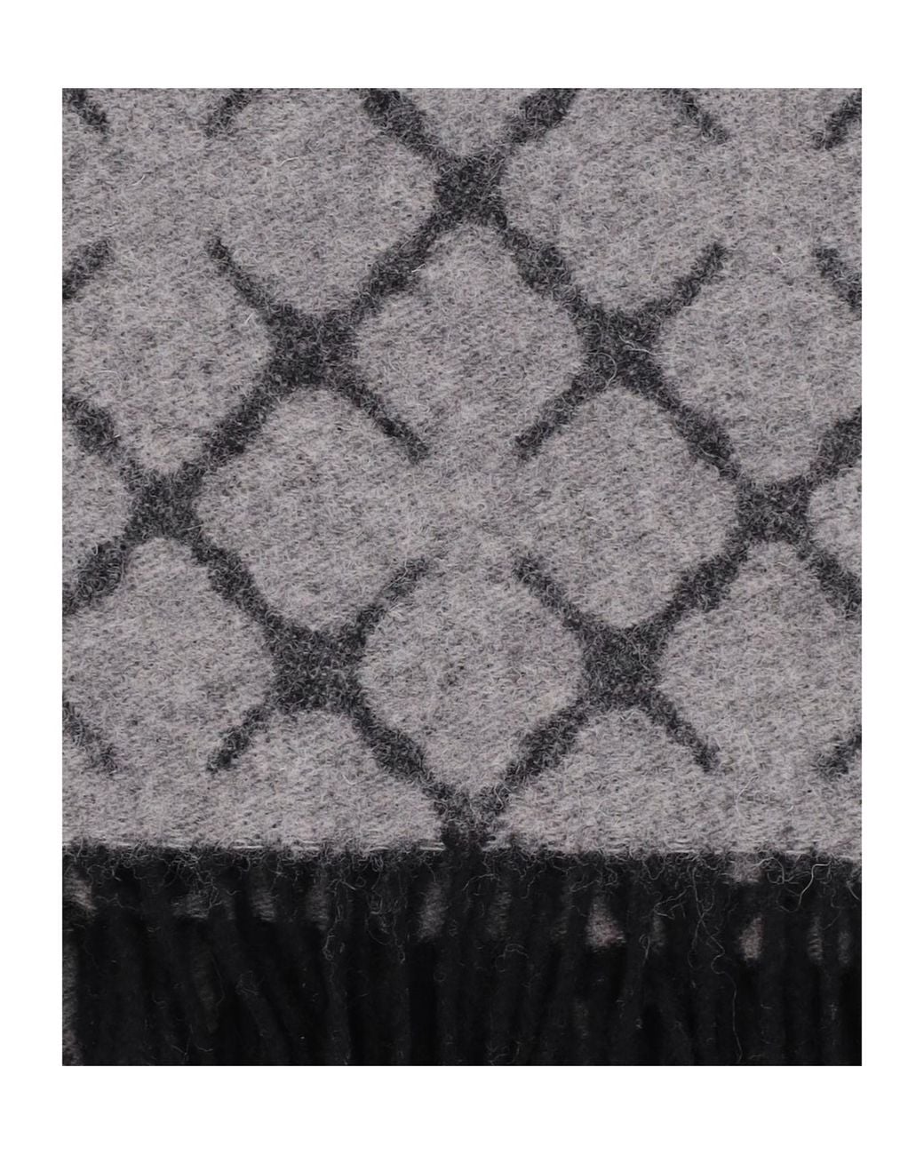 By Malene Birger Gray Fringed Patterned Scarf