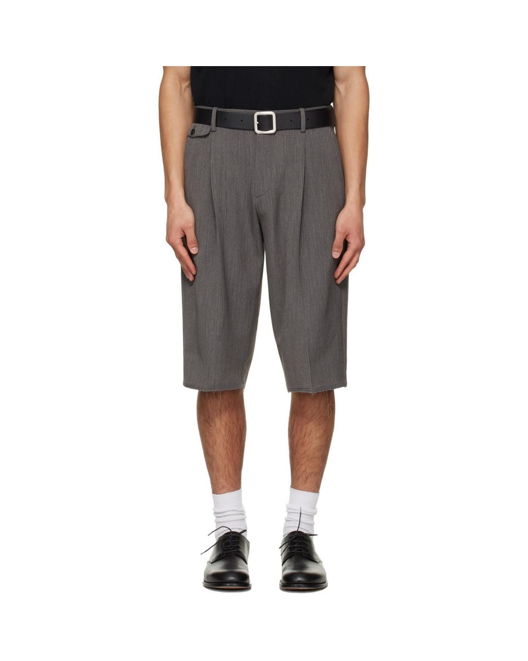TONYWACK Gray Pleated Tailored Shorts for men