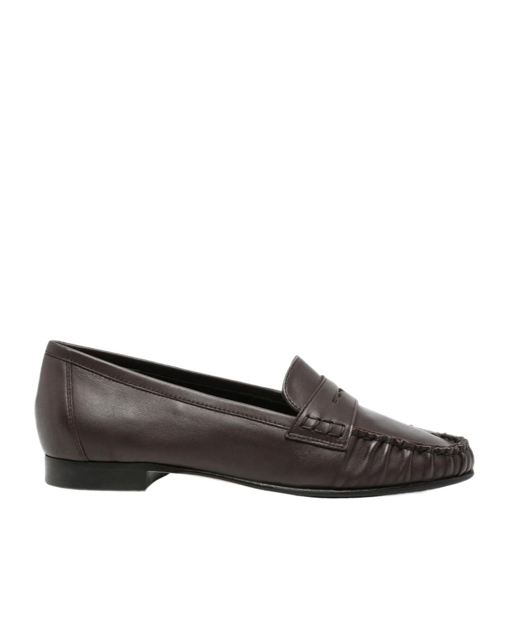 Aeyde Brown Leather Penny Loafers