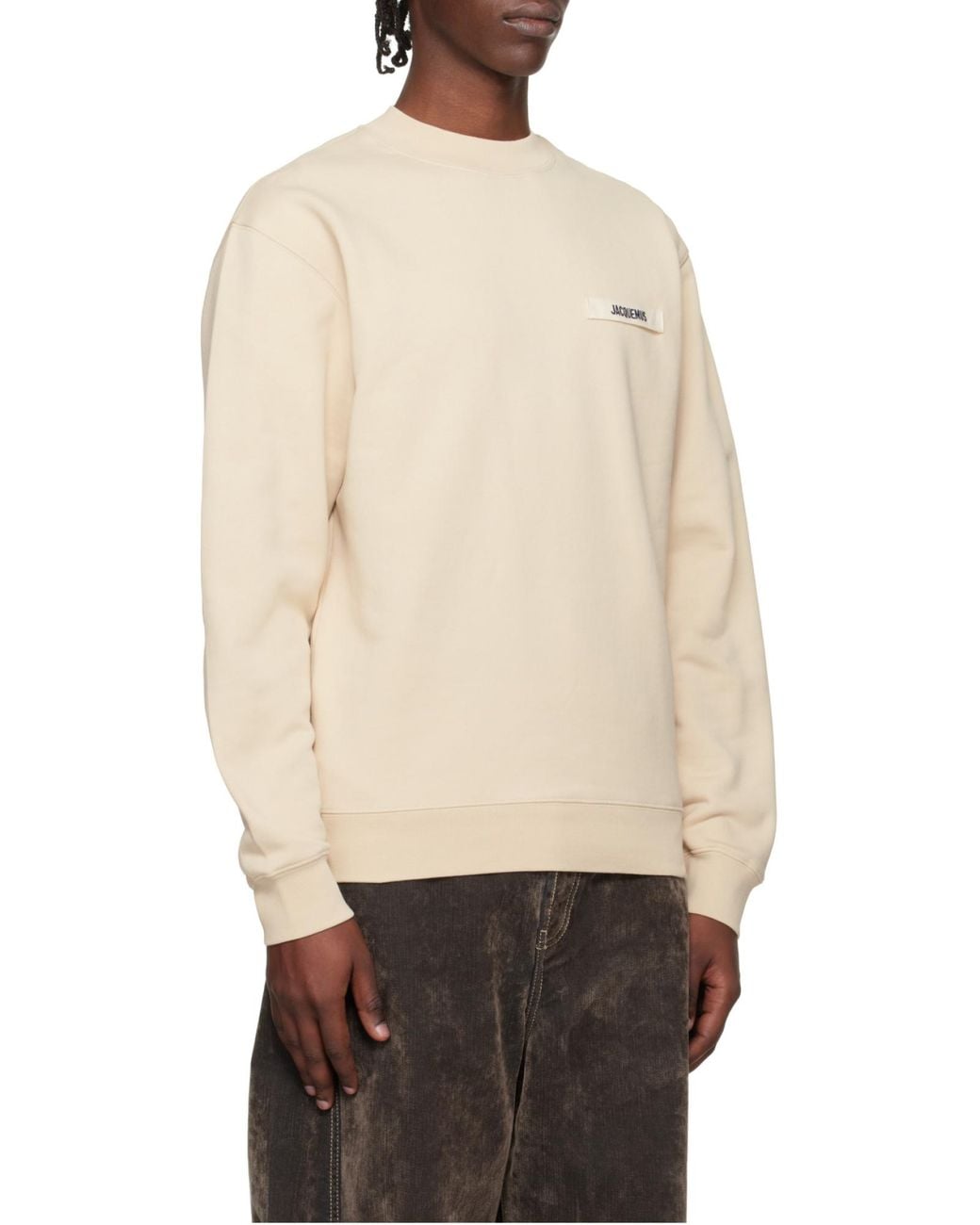 Jacquemus Natural Logo Patch Crew Neck Sweatshirt for men