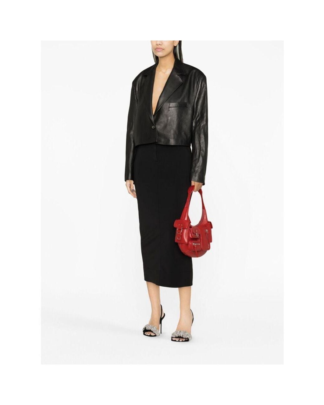 Alexander Wang Black Logo-Embroidered Pencil Skirt