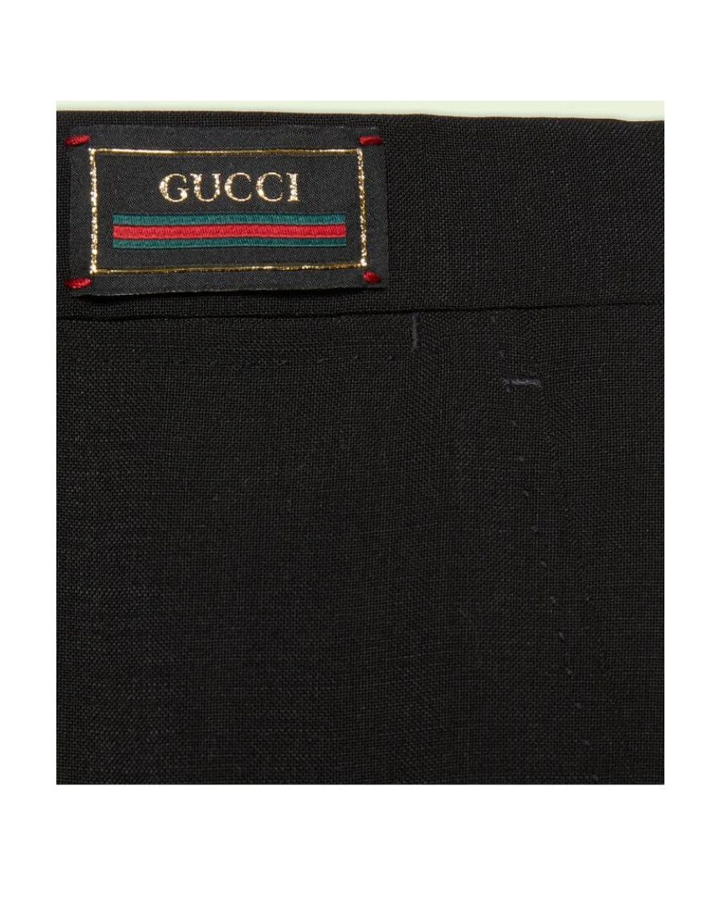 Gucci Black Logo-Patch Tailored Trousers for men