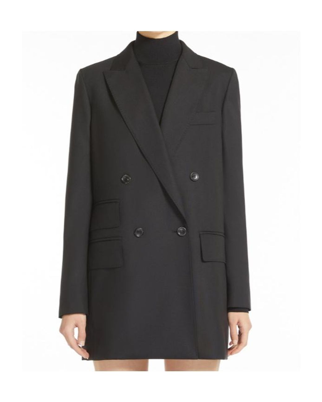 Max Mara Black Double-Breasted Long-Sleeved Blazer