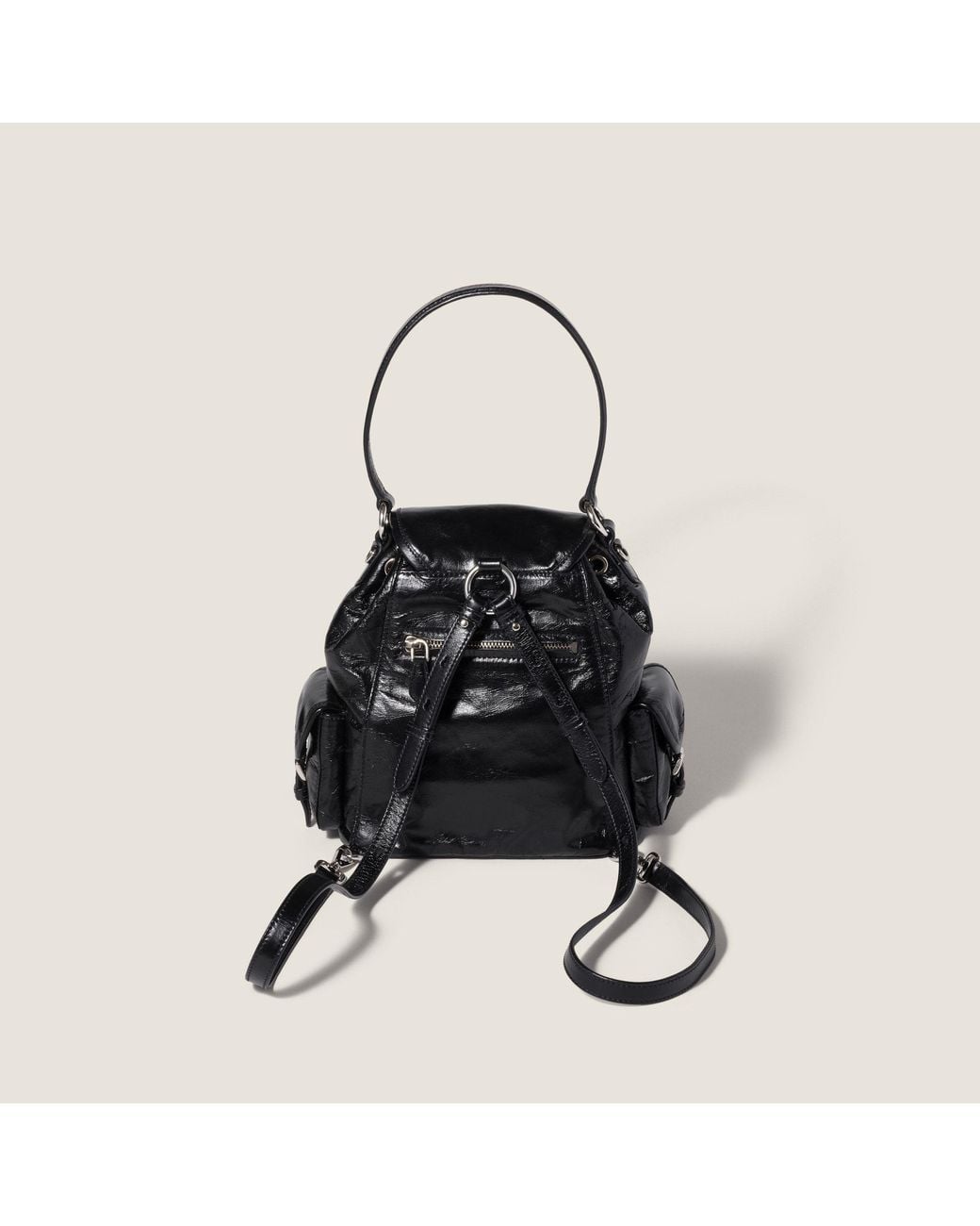 Miu Miu Black Shiny Leather Backpack