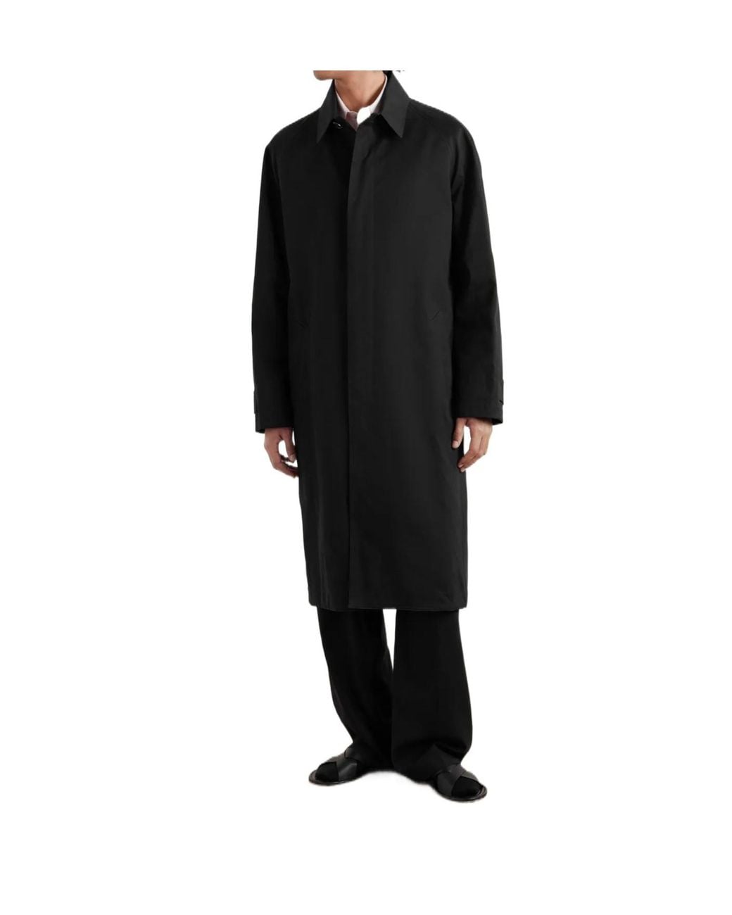 The Row Black Long Cotton Trench Coat for men