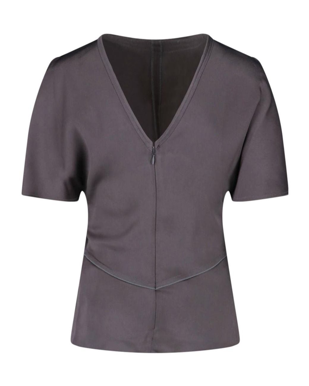 Victoria Beckham Gray Draped Short-Sleeve Top