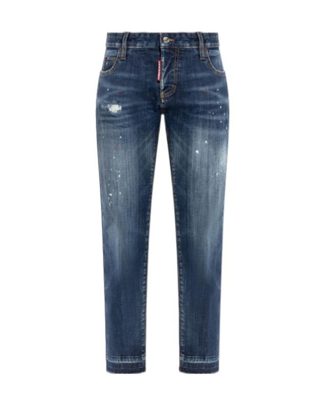 DSquared² Blue Straight-Leg Distressed Jeans