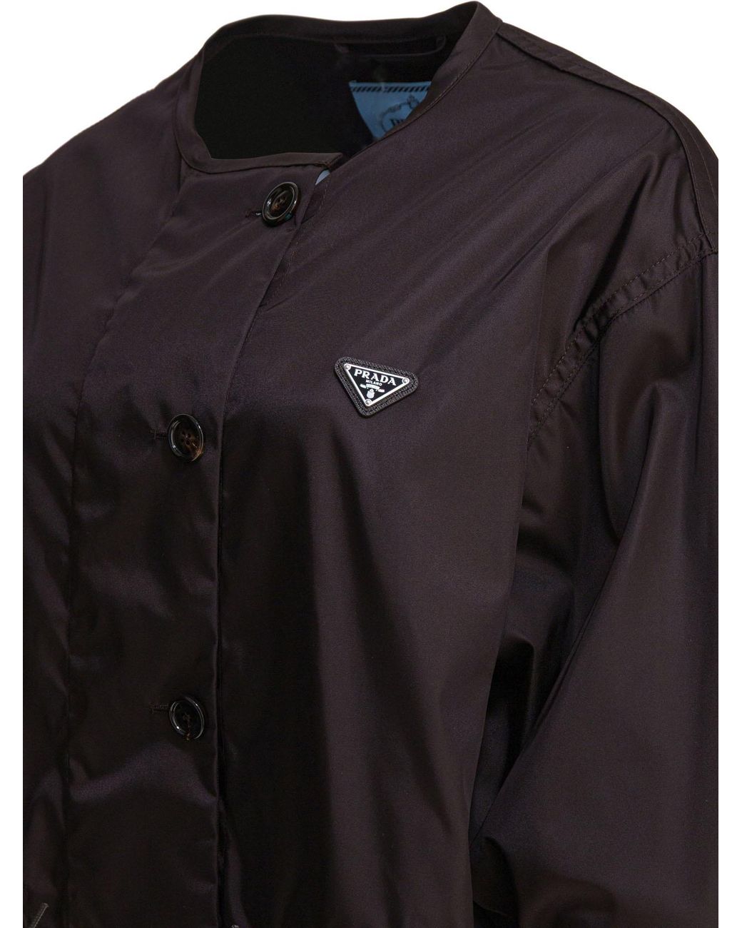 Prada Black Re-Nylon Buttoned Raincoat