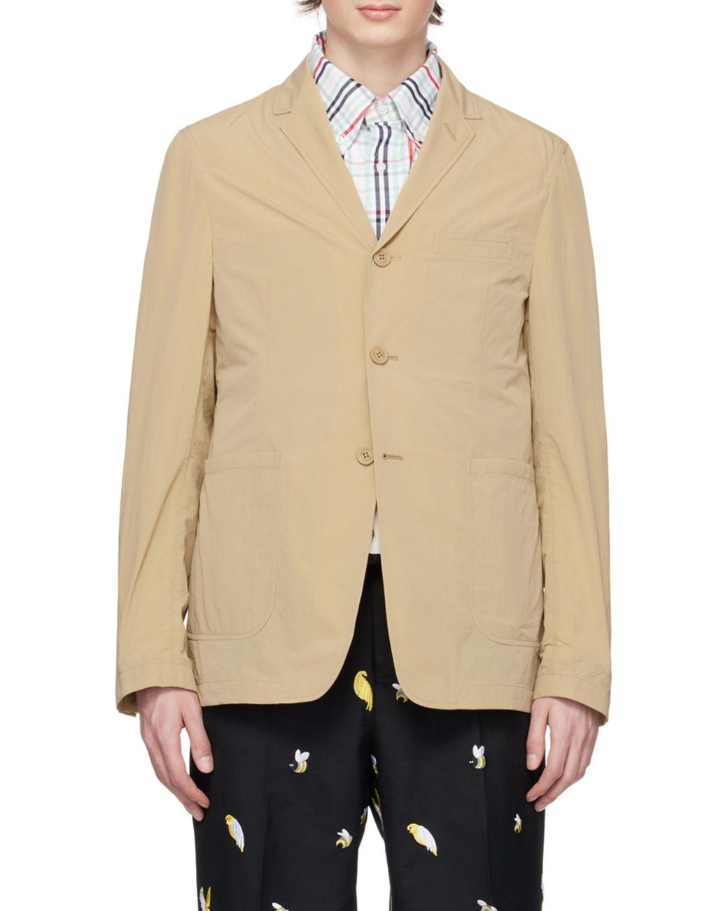 Thom Browne Natural Unconstructed Single-Breasted Blazer for men