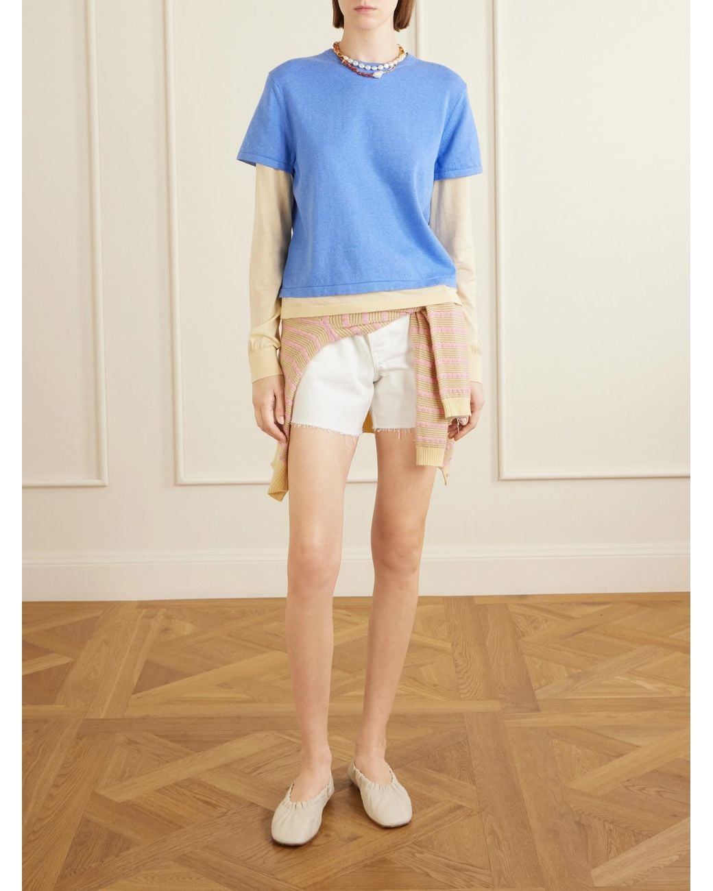 Guest In Residence Blue Lightweight Layered T-Shirt