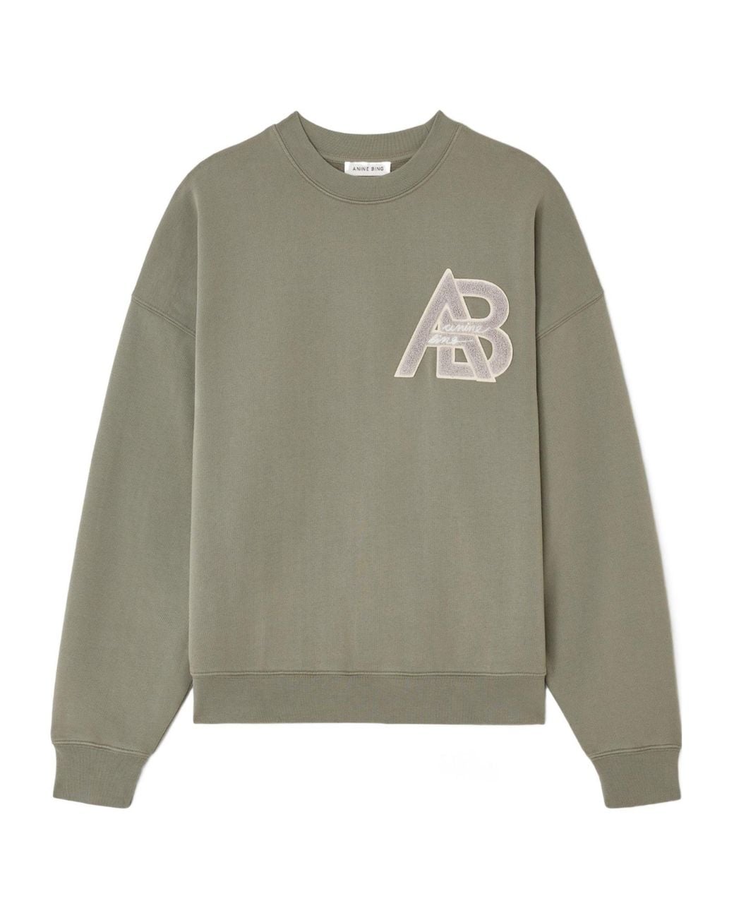 Anine Bing Green Loose Crew Neck Sweatshirt