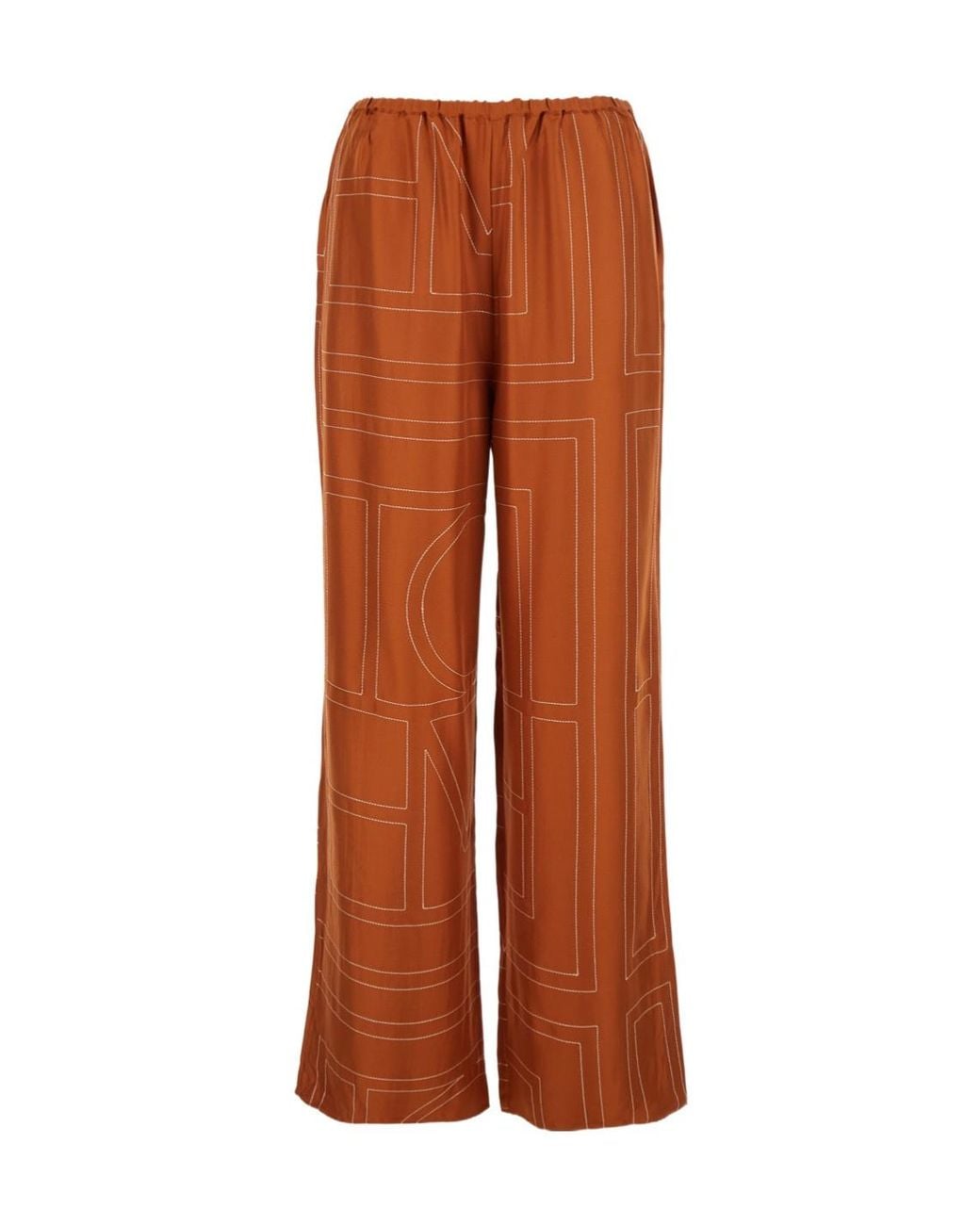 Totême Brown Totême Monogram-Patterned Wide-Leg Trousers