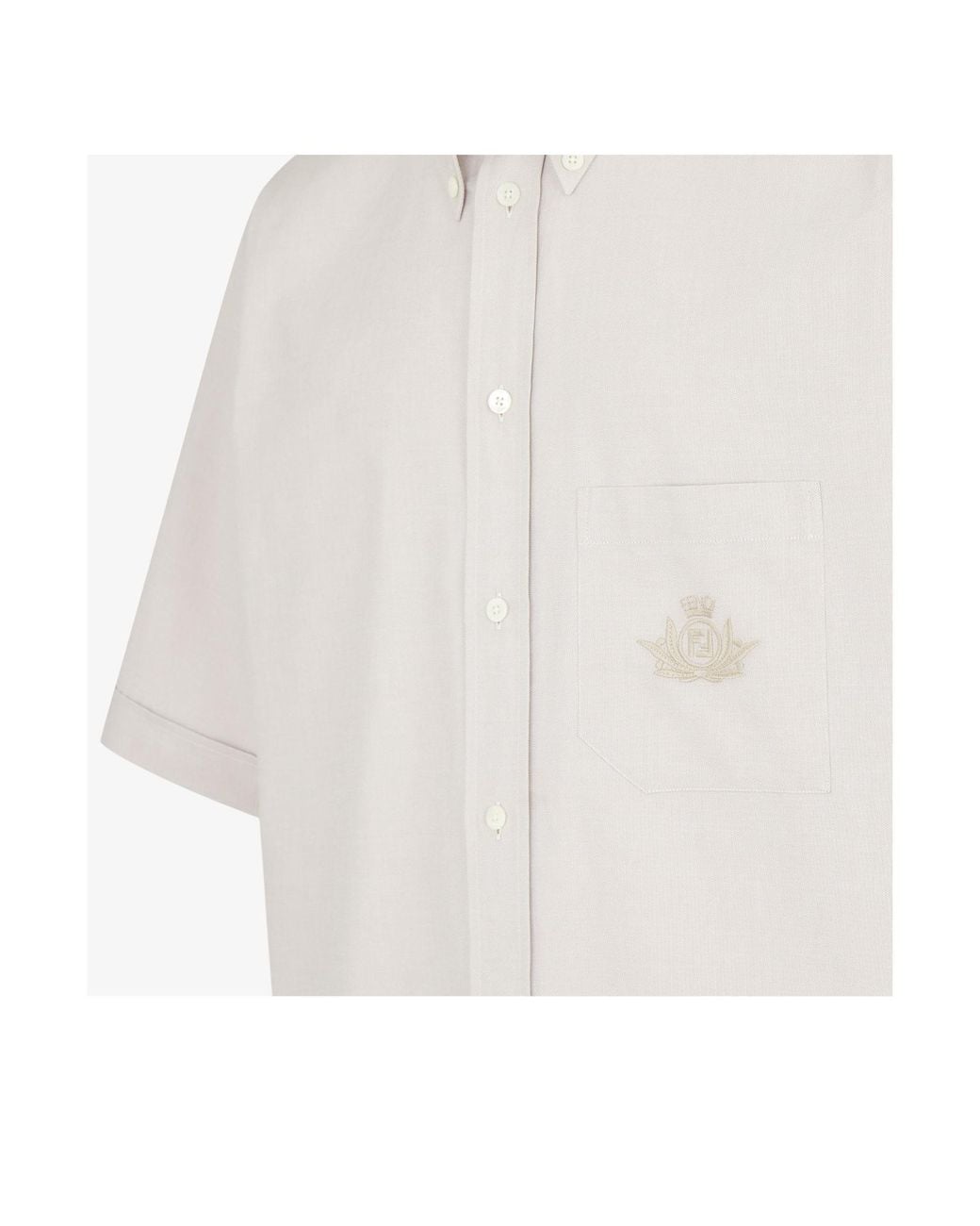 Fendi White Logo Embroidered Short-Sleeved Shirt for men