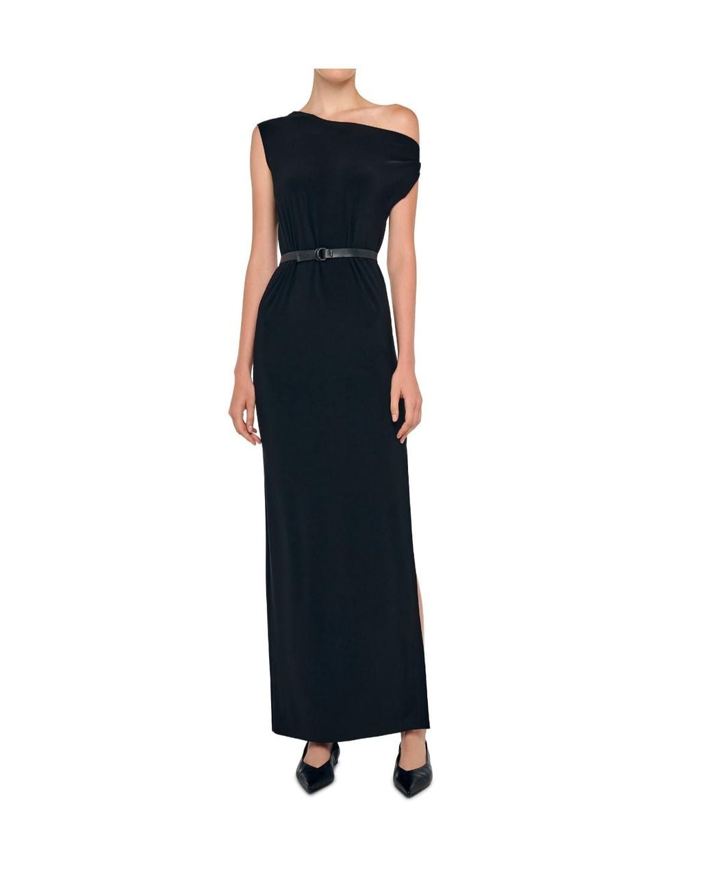 Norma Kamali Blue One-Shoulder Long Dress