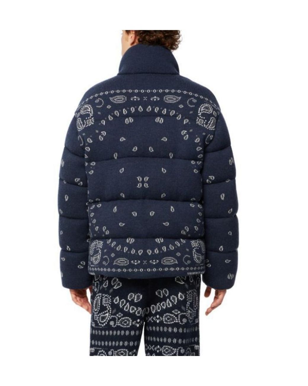Alanui Blue Bandana Jacquard Puffer Jacket for men