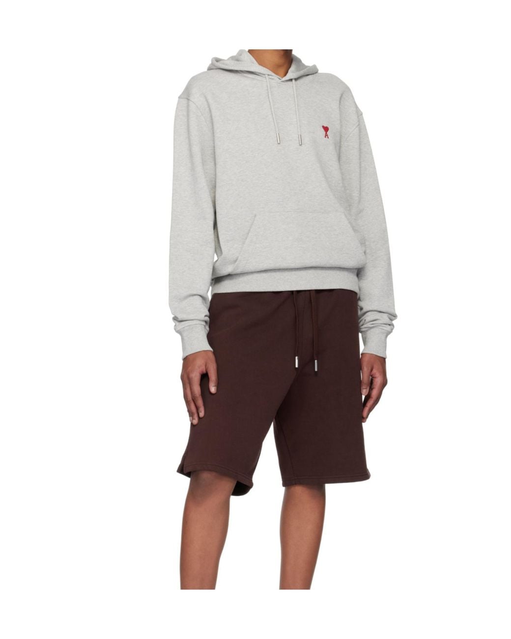 AMI Gray Ami De Coeur Drawstring Hoodie