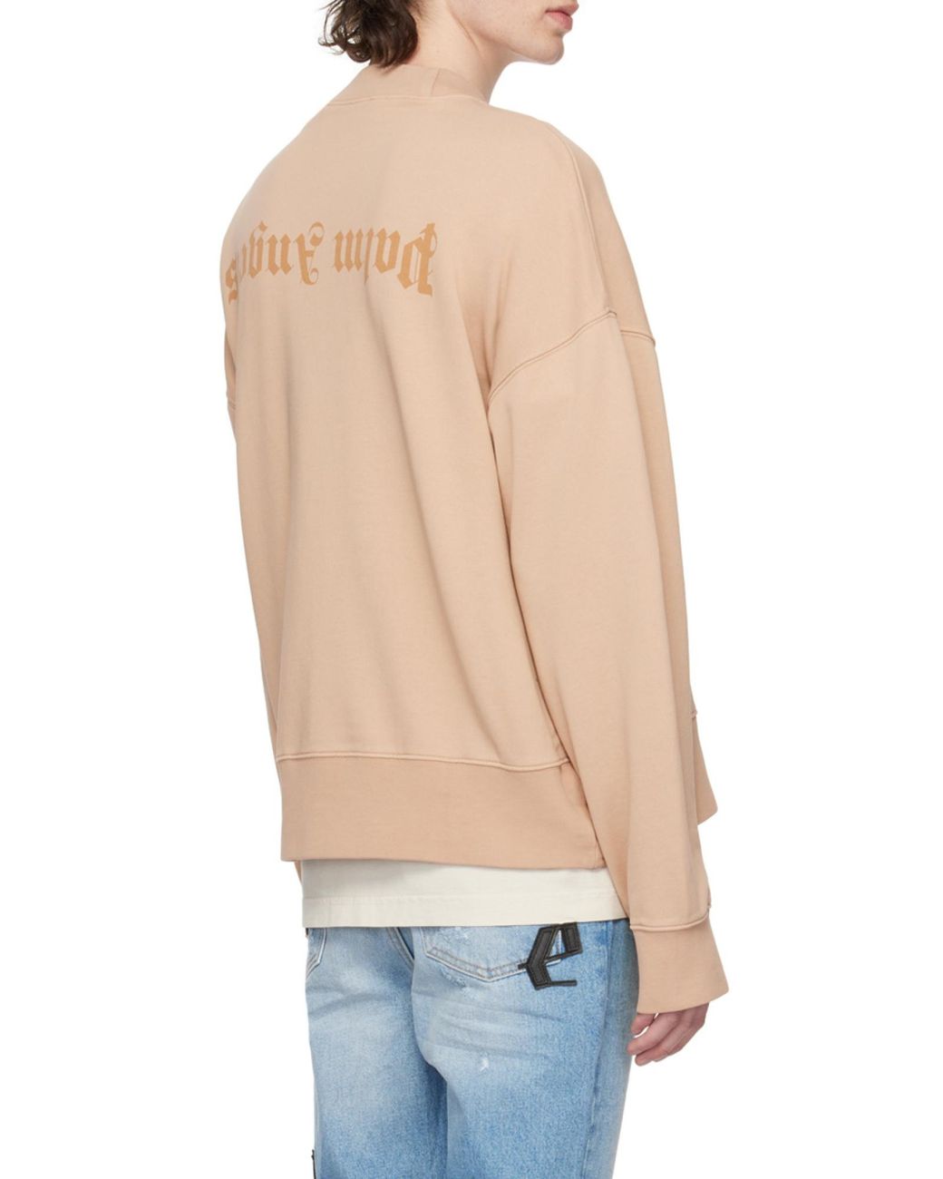 Palm Angels Natural Logo-Printed Crewneck Sweatshirt for men