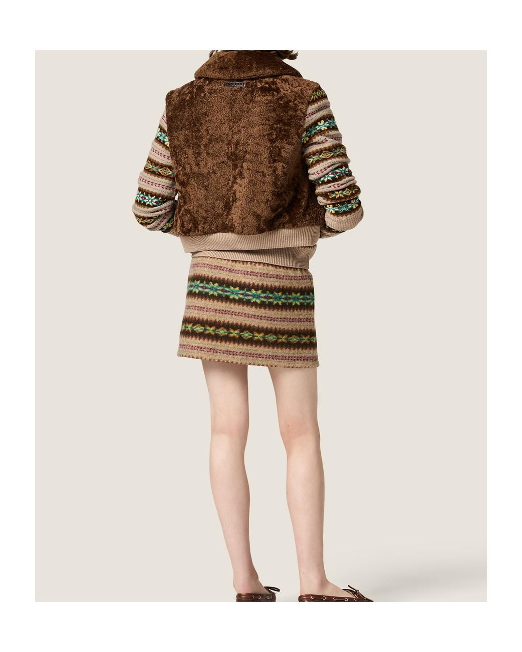 Miu Miu Brown Shearling Blouson Jacket