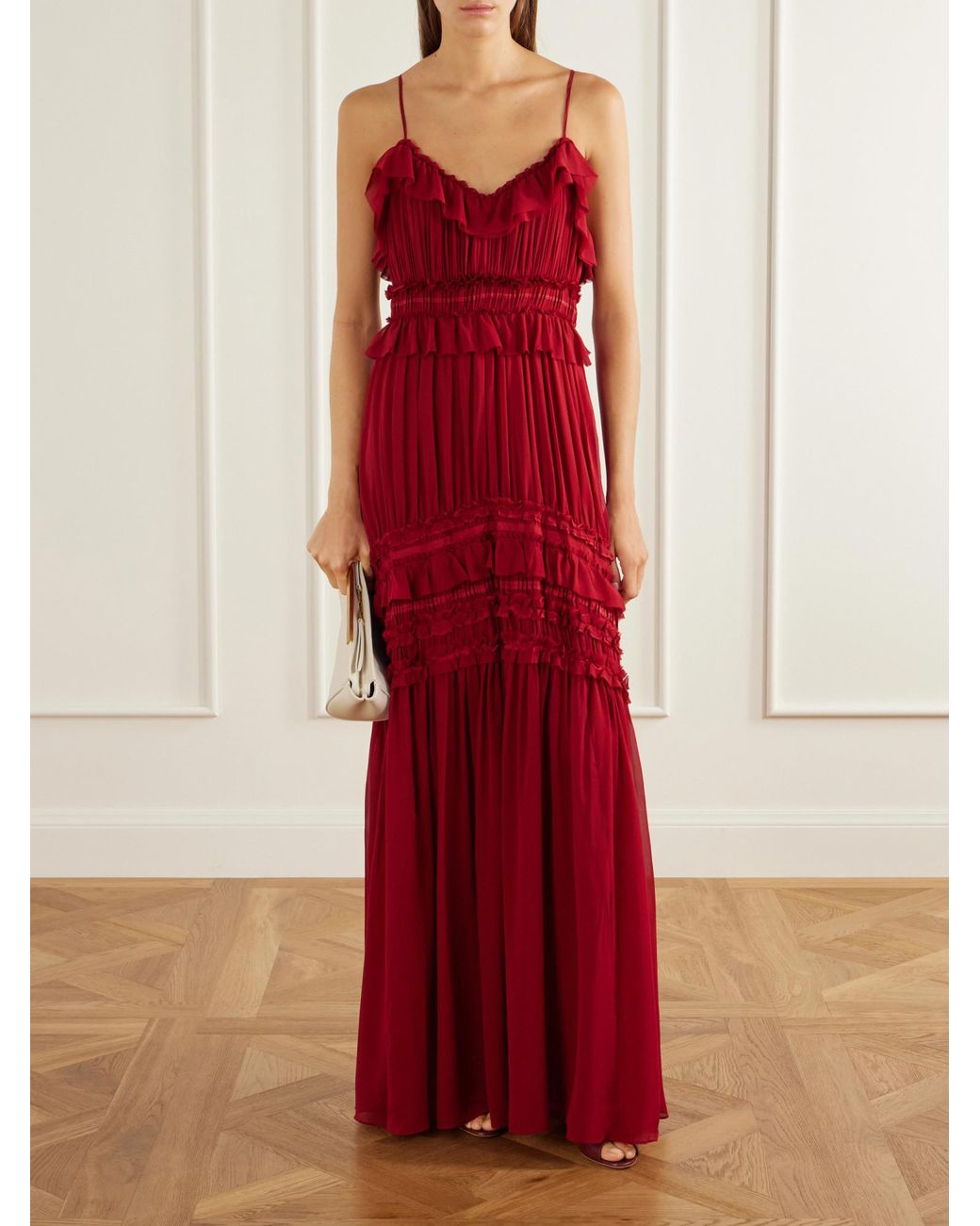 Ulla Johnson Red Lightweight Pleated Maxi Dress