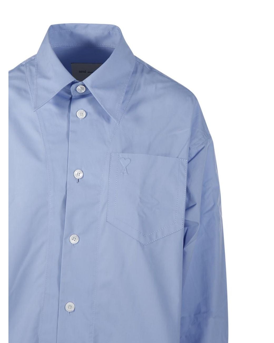 AMI Blue Ami Oversized Shirt Dress