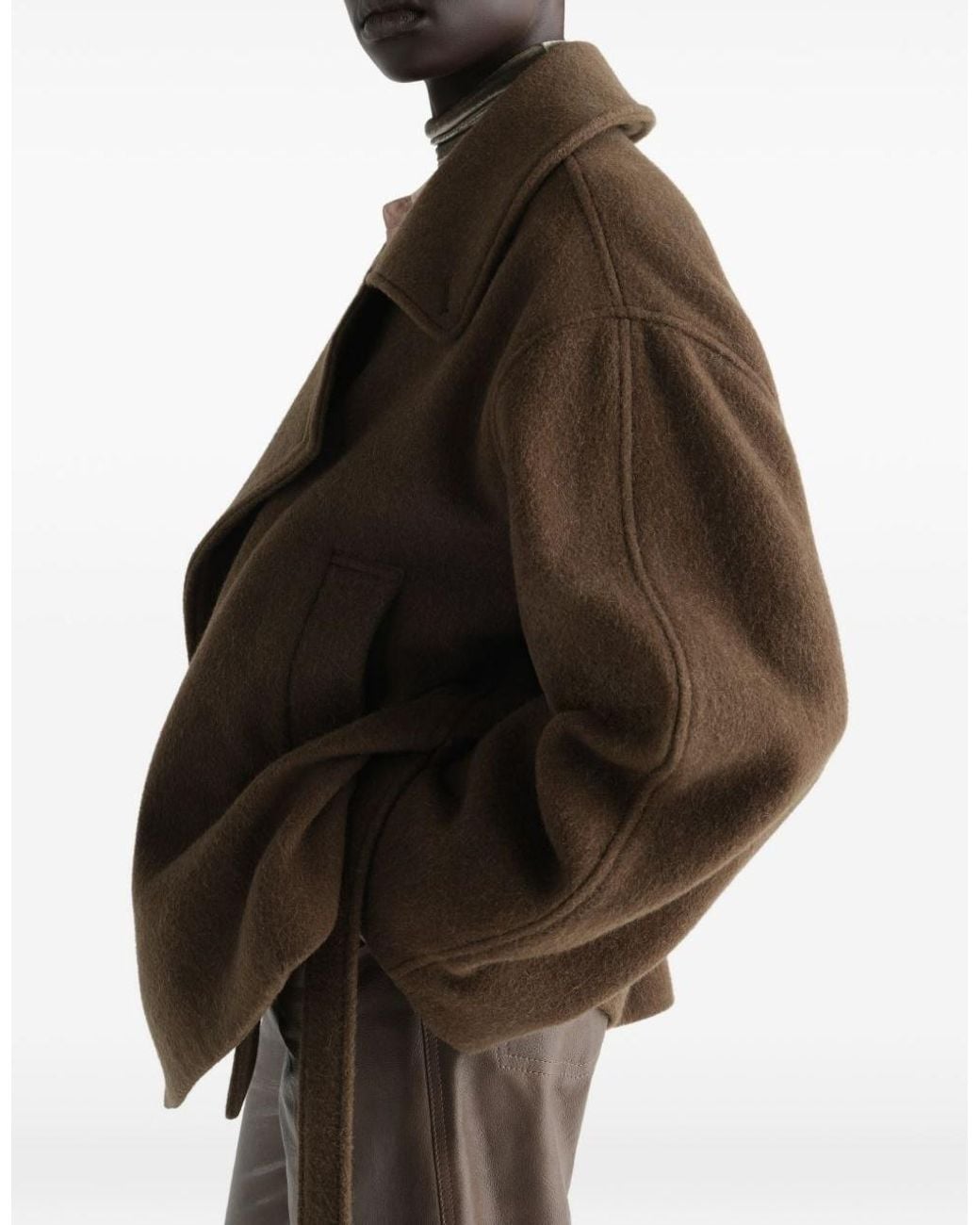 Lemaire Brown Short Wrap Coat