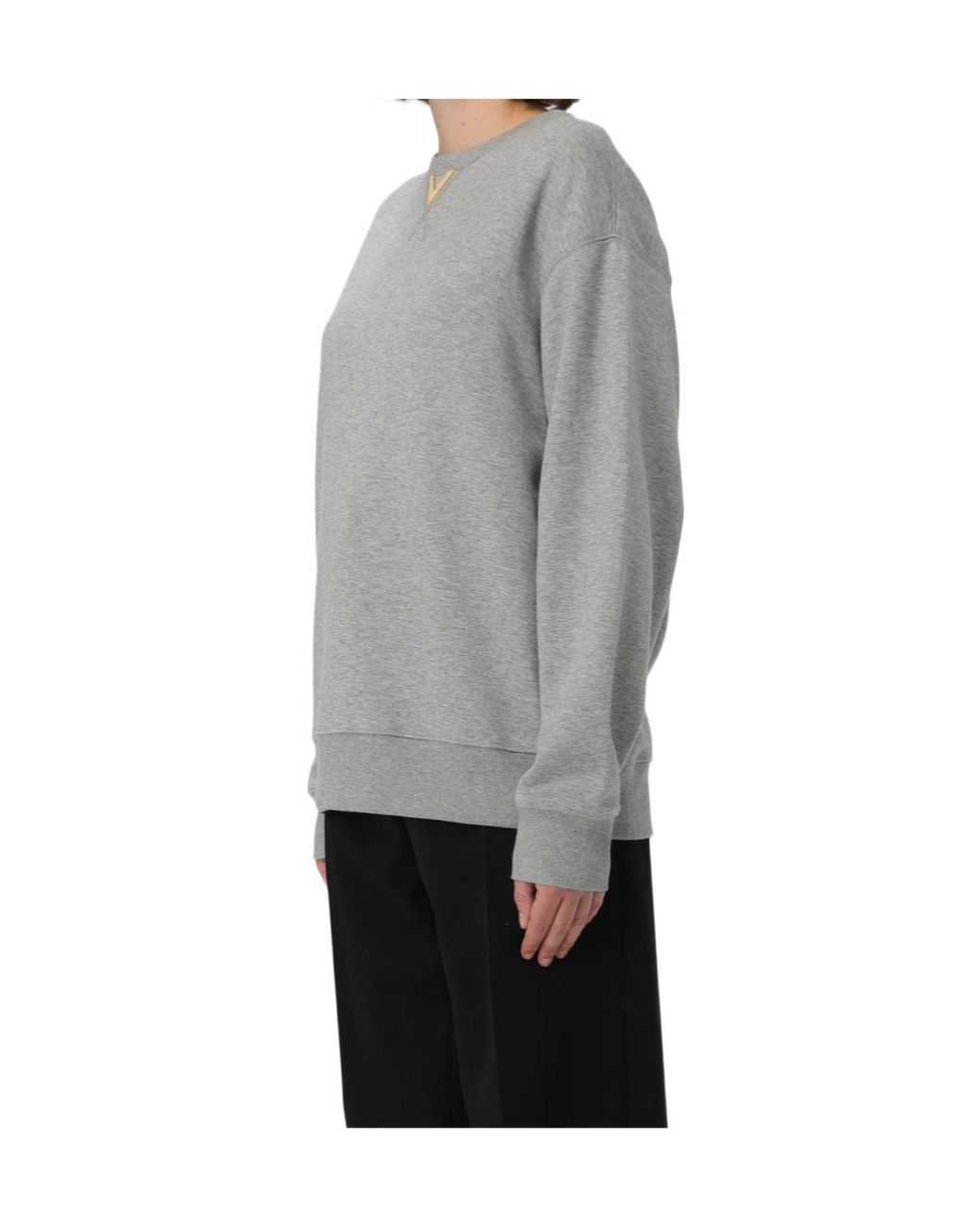 Valentino Gray V Logo Plaque Sweatshirt