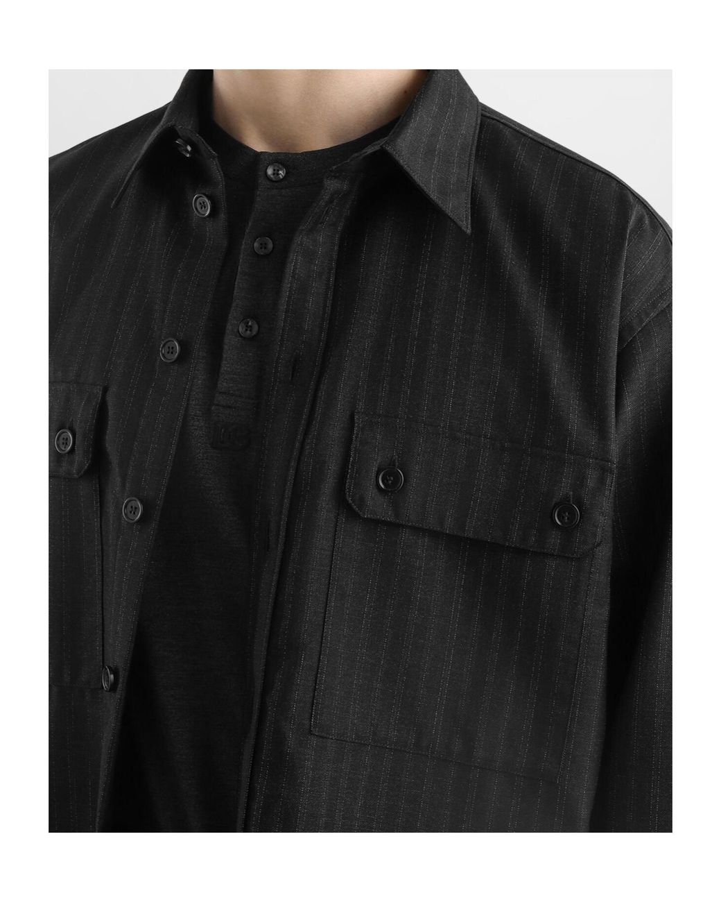 Dolce & Gabbana Black Virgin Wool-Blend Shirt for men