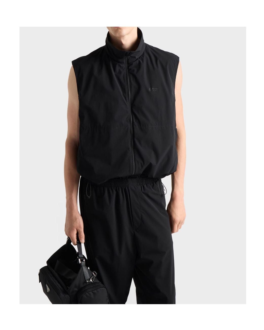 Prada Black Zip-Up Sleeveless Jacket for men