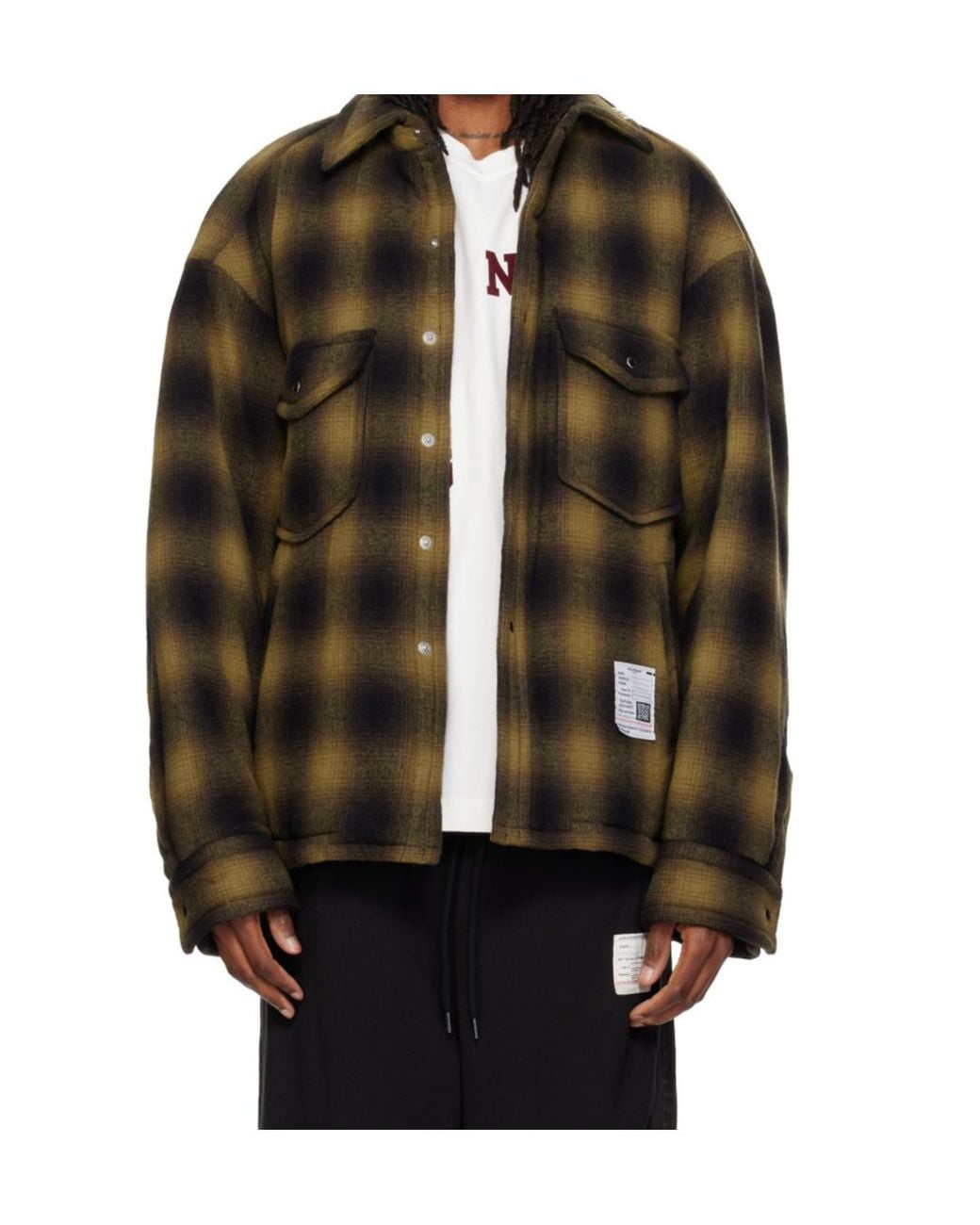 Maison Mihara Yasuhiro Black Long-Sleeved Plaid Padded Jacket for men