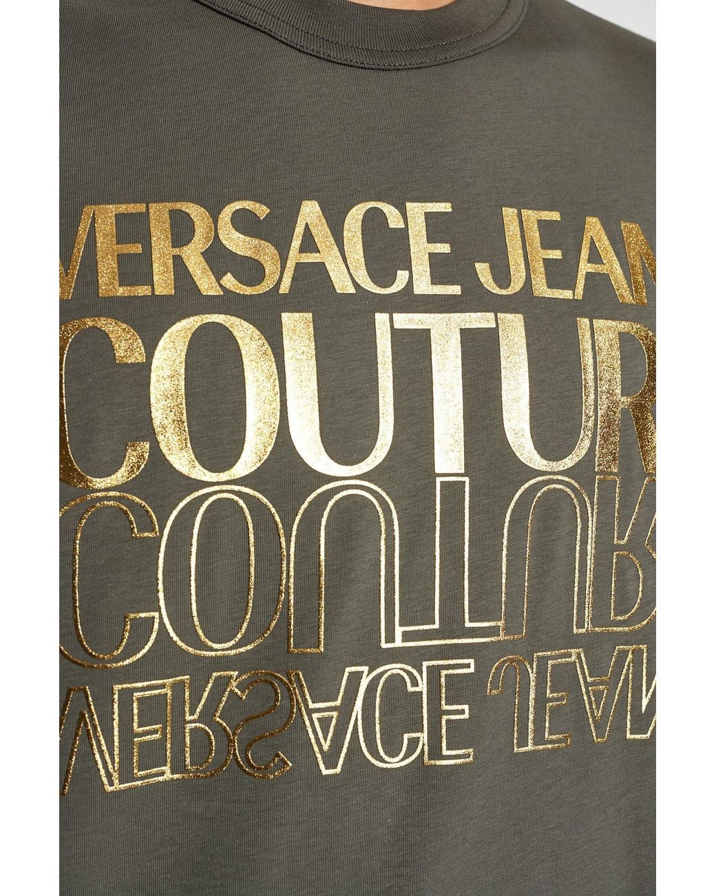 Versace Jeans Green Couture Logo Printed Crewneck T-Shirt for men