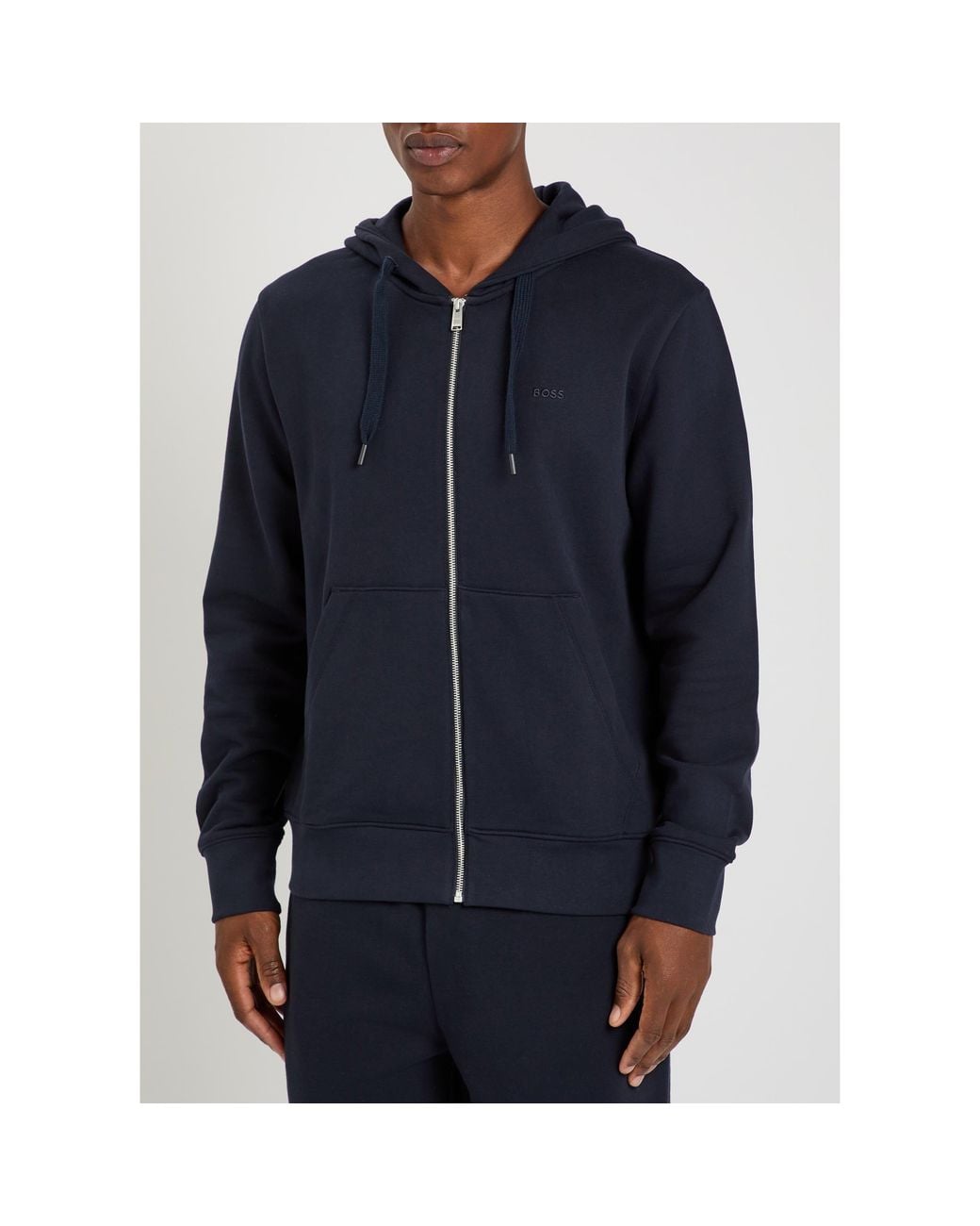 Boss Blue Spence Cotton Zip Hoodie for men