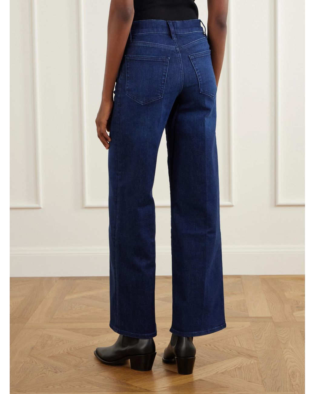FRAME Blue Form-Fitting Wide-Leg Jeans