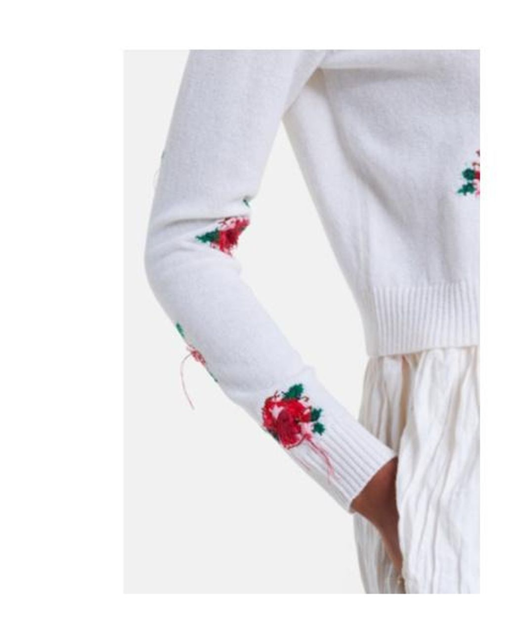 ShuShu/Tong White Long-Sleeved Knitted Cardigan