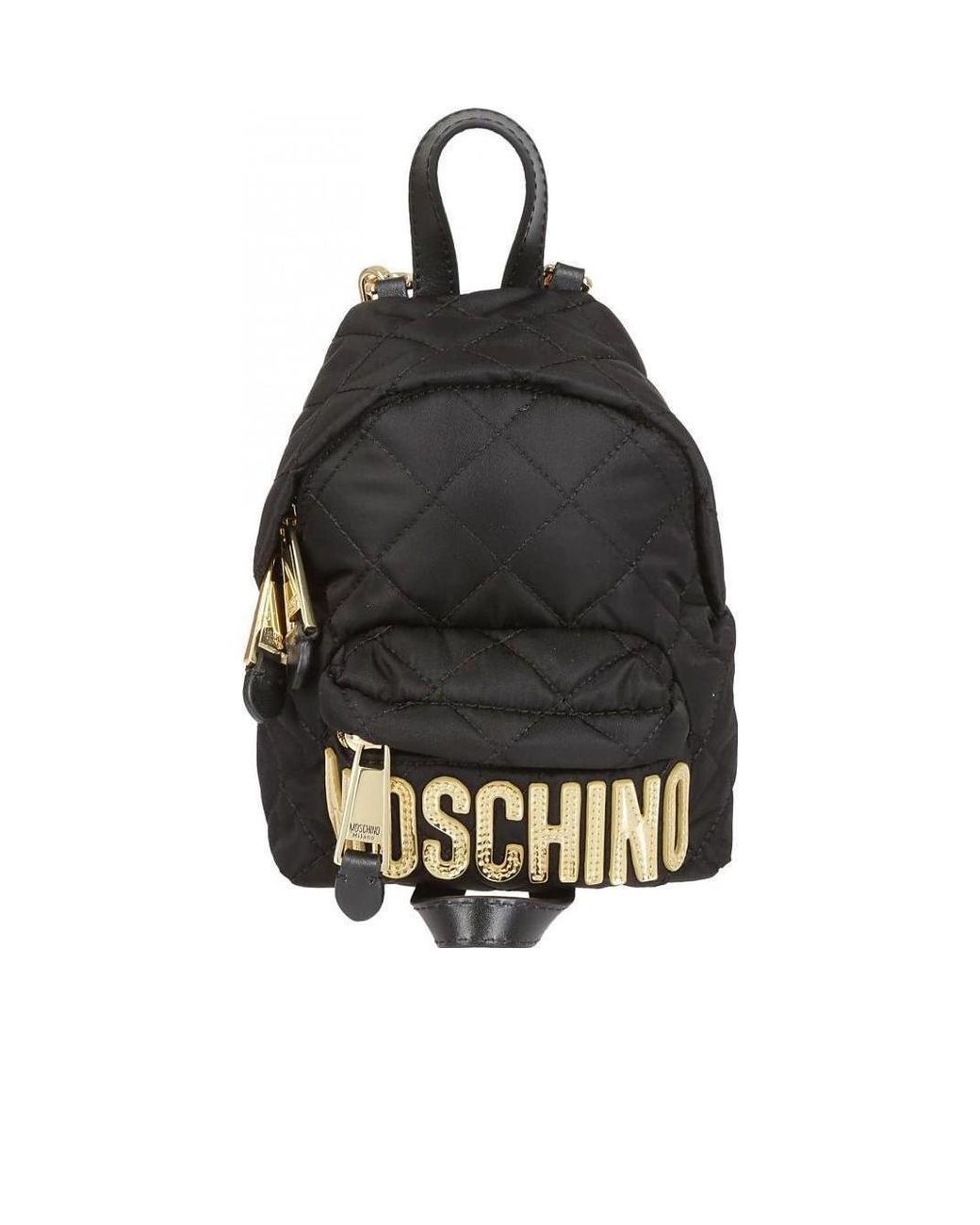 Moschino Black Quilted Logo Mini Backpack