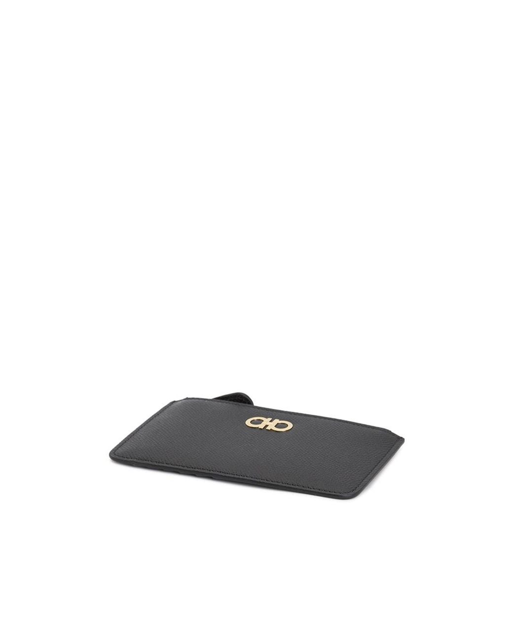 Ferragamo Black Zip Card Bag Wallet
