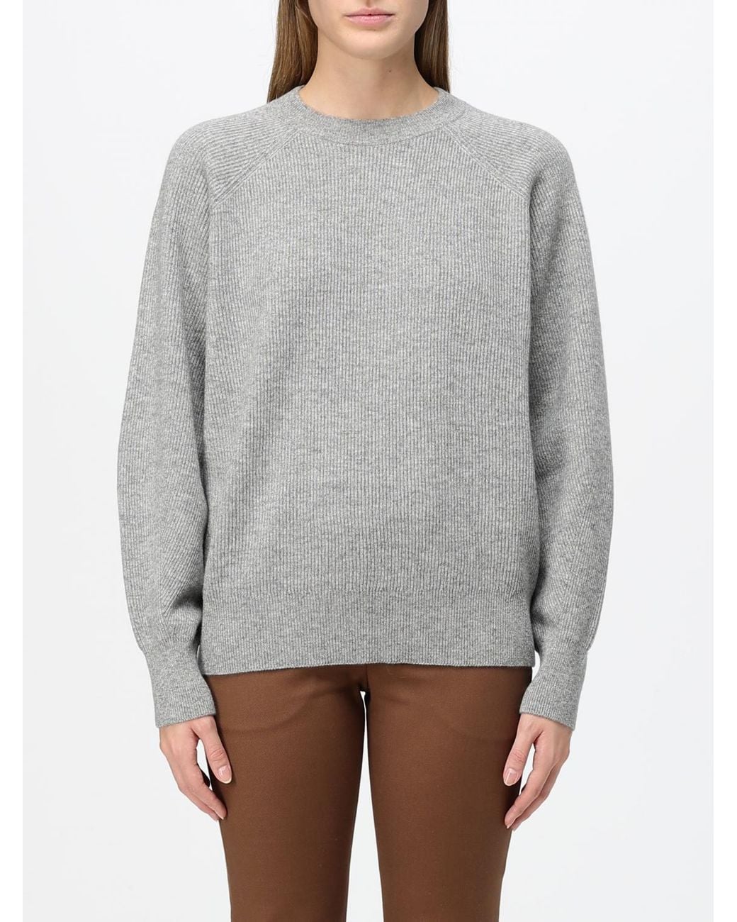 Brunello Cucinelli Gray Raglan-Sleeve Sweater