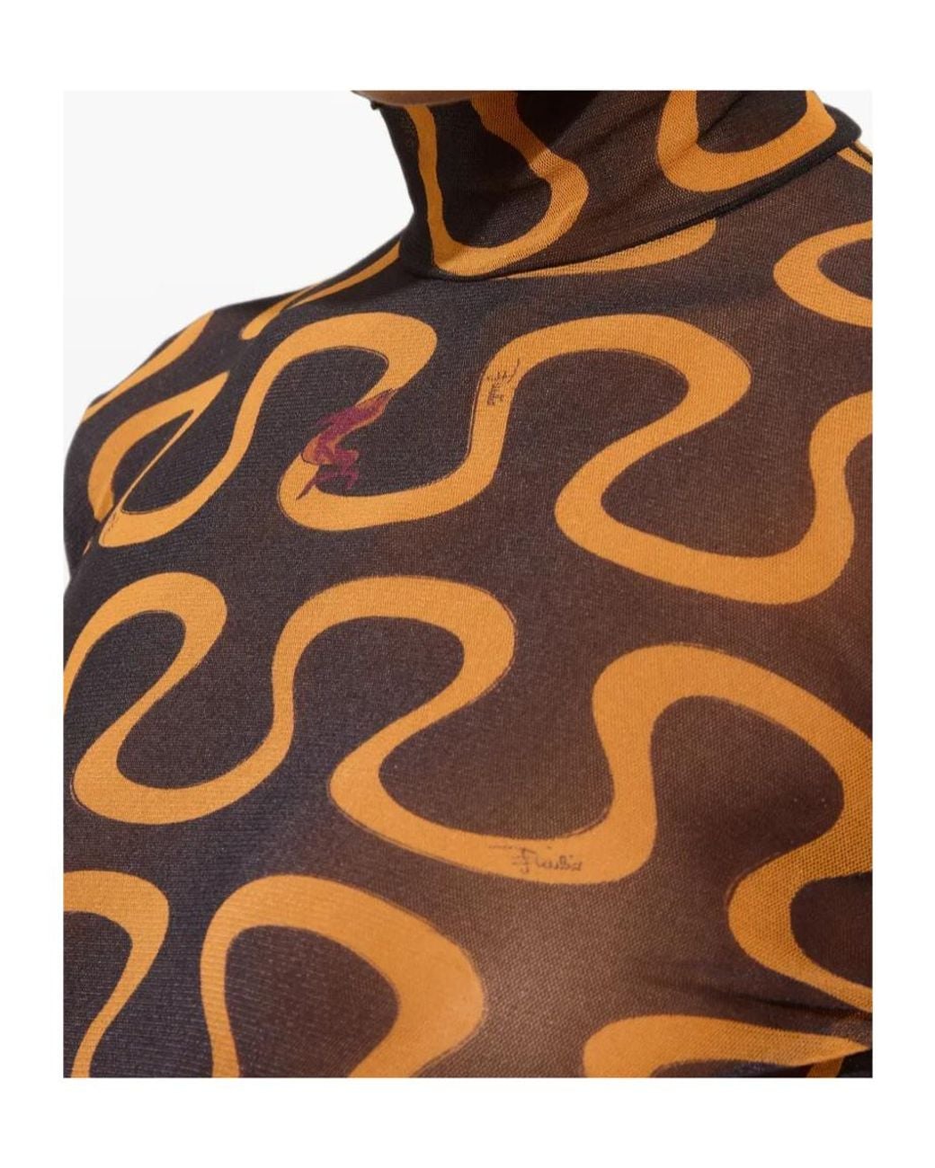 Emilio Pucci Brown Sheer High-Neck T-Shirt