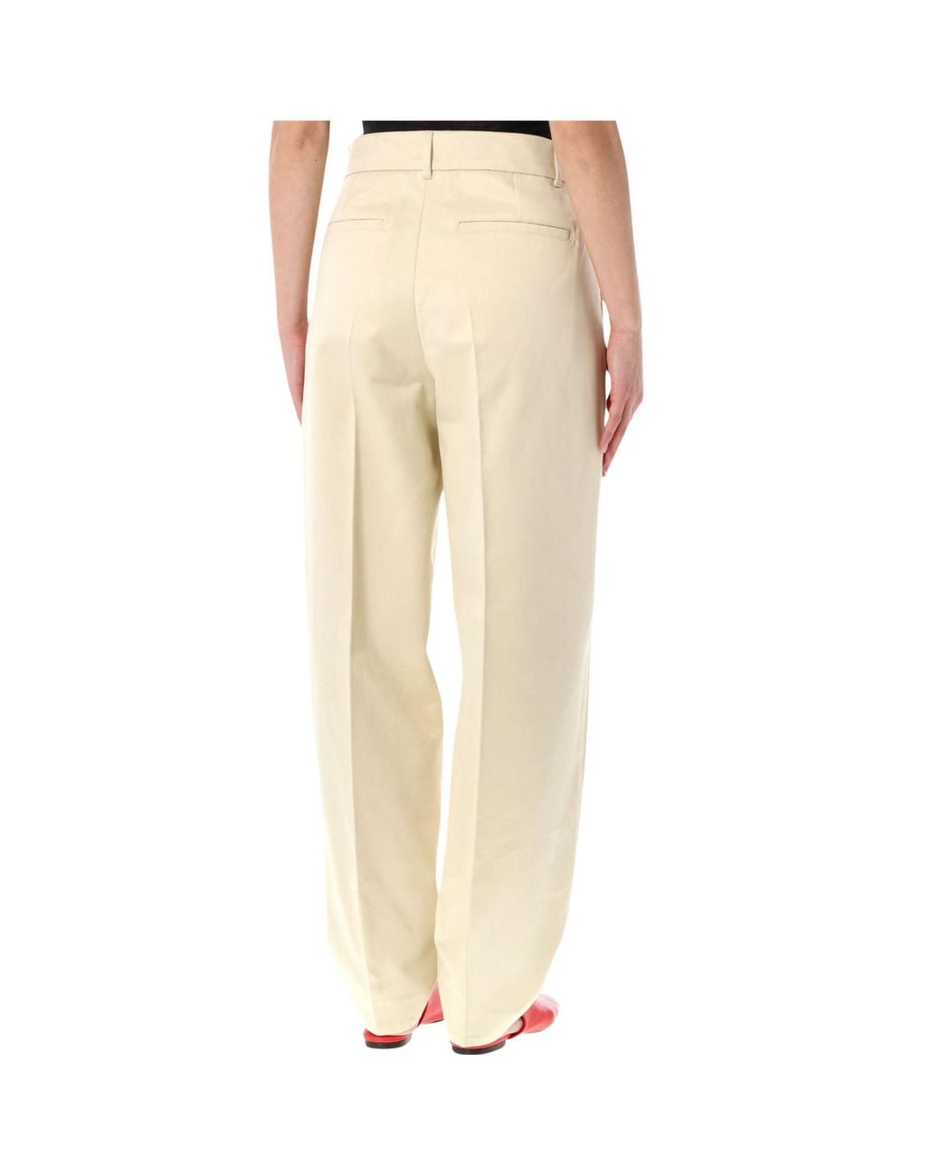 Soeur Natural Graham Pleated Wide-Leg Pants