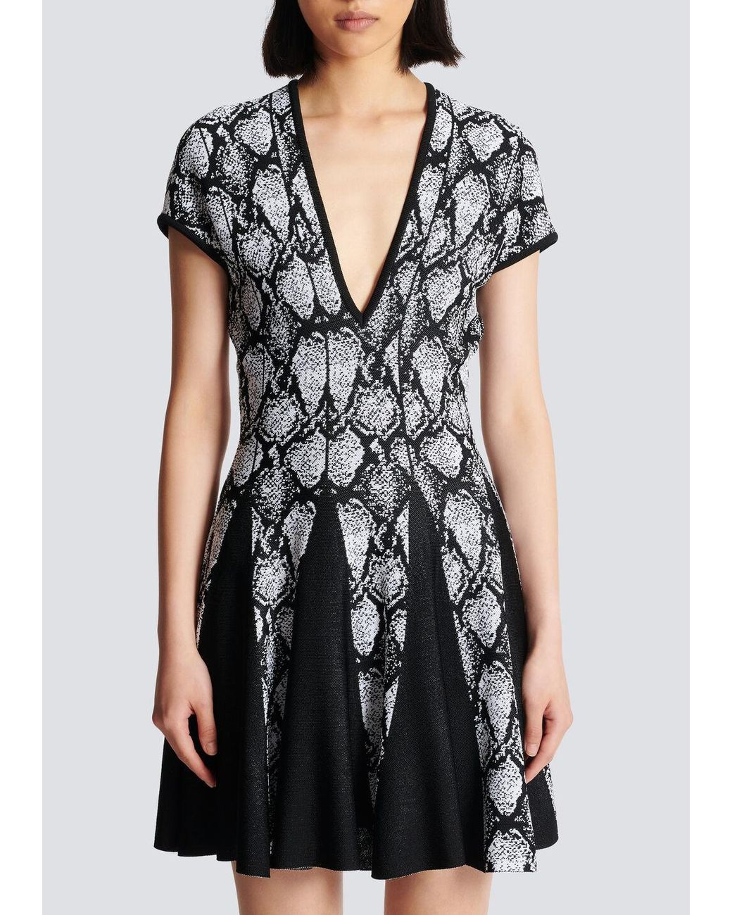 Balmain Black Jacquard Mini Dress