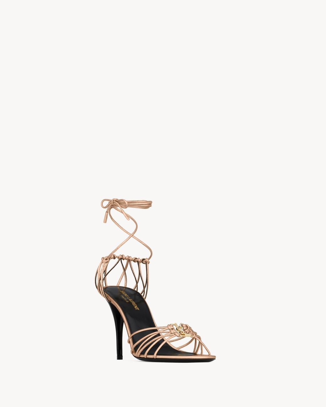 Saint Laurent Metallic Leather Babylone Sandals 90