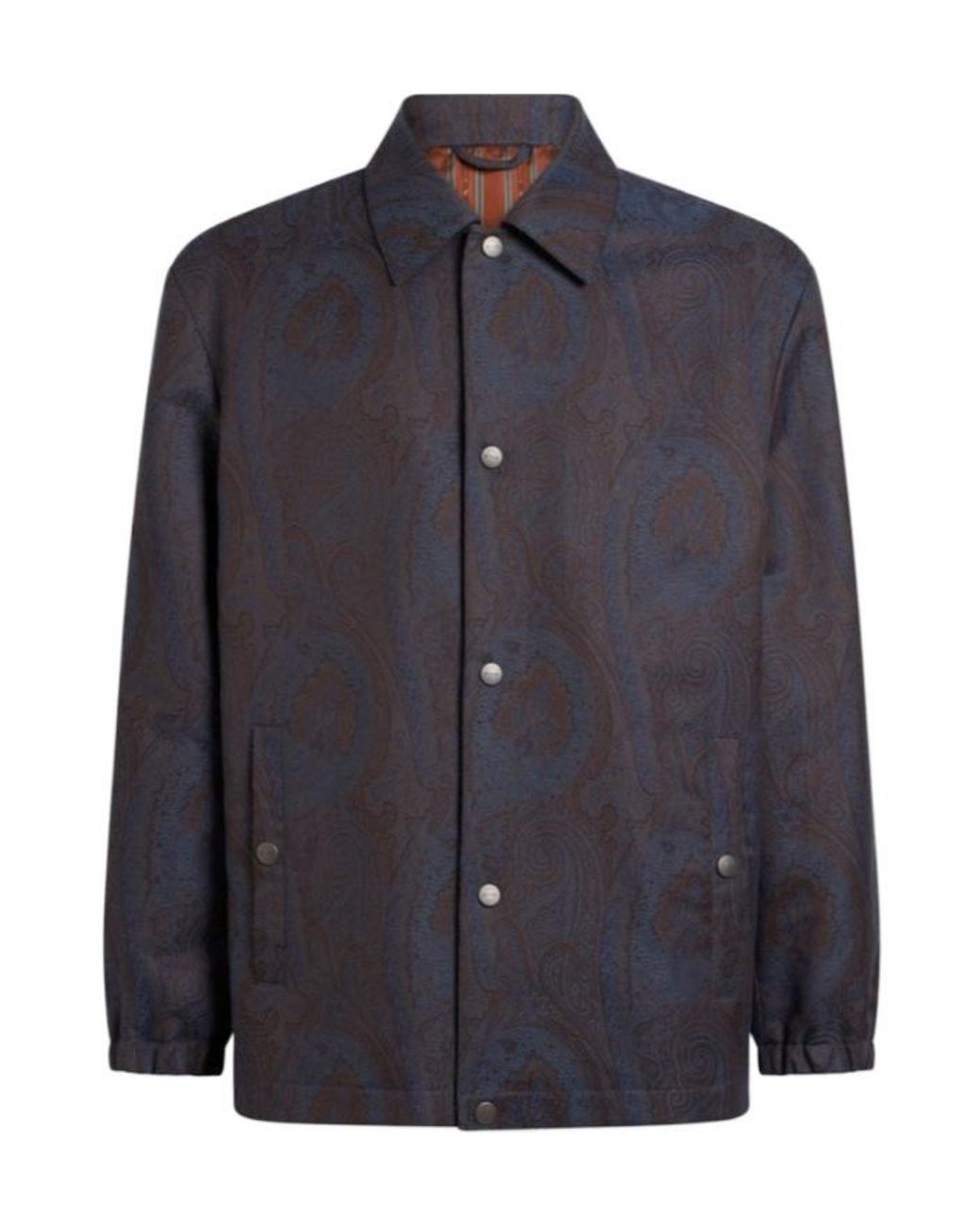 Etro Blue Paisley-Pattern Coach Shirt Jacket for men